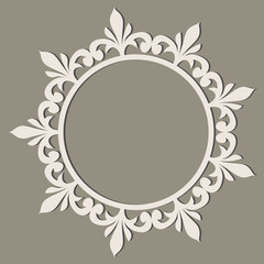 Decorative line art frame for design template. Elegant vector element Eastern style, place for text. Golden outline floral border. Lace illustration for invitations and greeting cards.