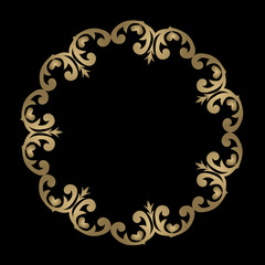Decorative line art frame for design template. Elegant vector element Eastern style, place for text. Golden outline floral border. Lace illustration for invitations and greeting cards.