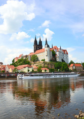 Fototapeta premium Medieval Albrechtsburg castle overlooking the Elbe river in Meissen, Germany