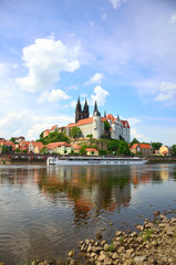 Medieval Albrechtsburg castle overlooking the Elbe river in Meissen, Germany