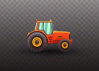Tractor isolated vector illustration on transparent background.