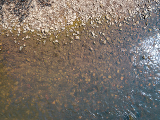 Aerial Above River Stream Lake Bridge Trees