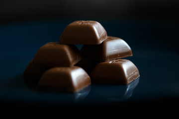 Close-up macro photo of chocolate pieces
