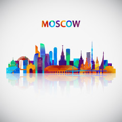 Moscow skyline silhouette in colorful geometric style. Symbol for your design. Vector illustration.