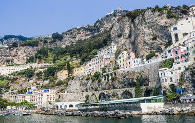 Waterfront of the town of Amalfi, Italy.