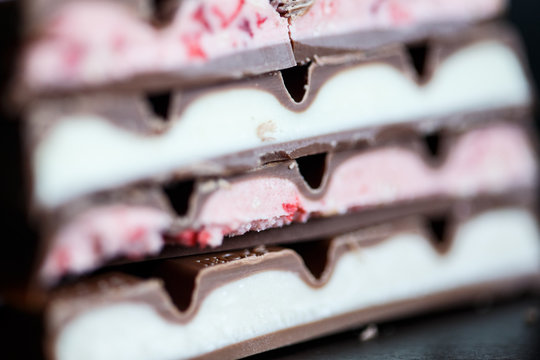 Close-up macro photo of chocolate pieces