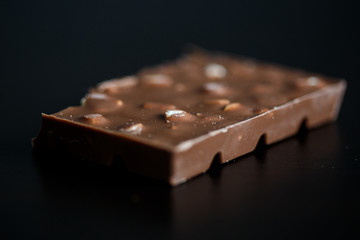 Close-up macro photo of chocolate pieces