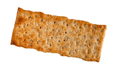 Single flatbread salted multigrain cracker isolated on a white background.