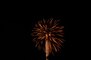 fireworks going off at night in the summer time