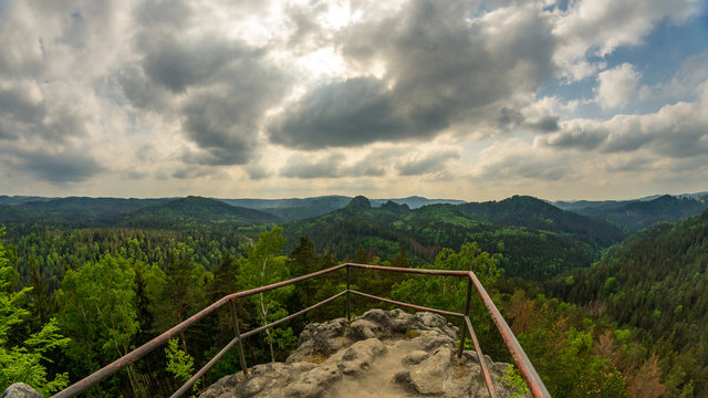 View from the big Pohlshorn into the Saxon Switzerland in Germany