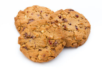 Chocolate chip cookie isolated on white background.