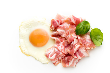 Eggs and baconon on the isolated background.