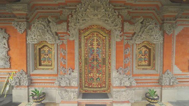 Slider shot of traditional Balinese house - October 2017: Sukawati, Bali, Indonesia