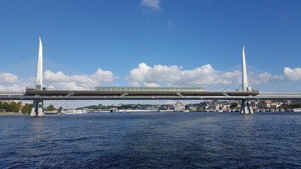 Golden Horn Metro Bridge in Istanbul City, Turkey