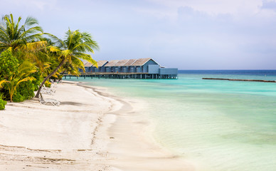 Unique beauty of blue lagoon in Maldives
