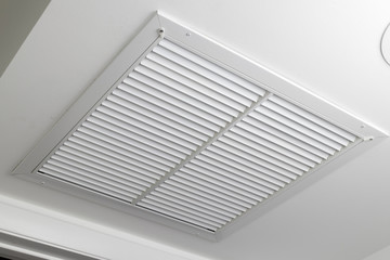 White Ceiling Air Filter Vent Grid
One large white painted metal furnace air vent grill with many...
