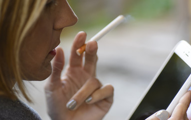 Woman Smoking a Cigarette