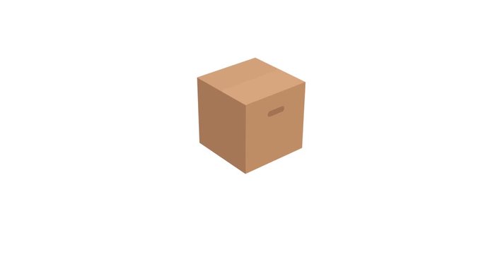 Cardboard box animation on white background
