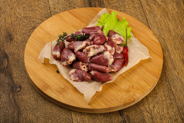 Raw chicken hearts