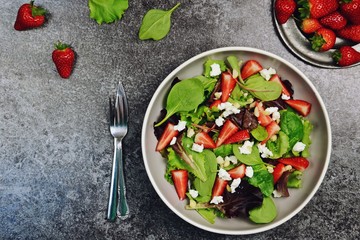 Strawberry salad with goat's cheese isolated