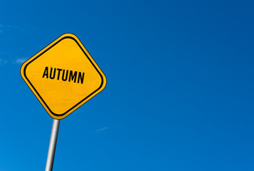 Autumn - yellow sign with blue sky