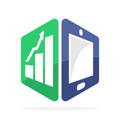 icon illustration logo with the concept of business analysis and investment with mobile smartphone application