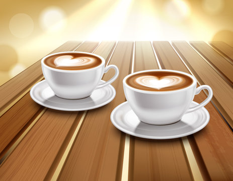Latte And Cappuccino Coffee Illustration