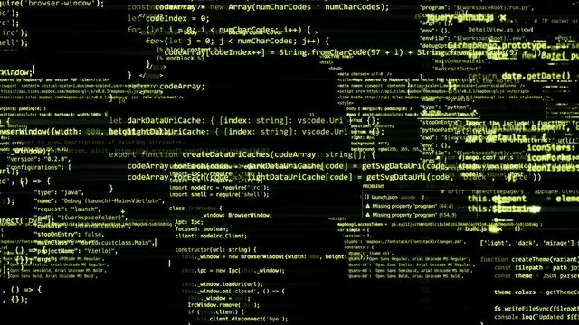 The abstract code moves in the virtual space. looped