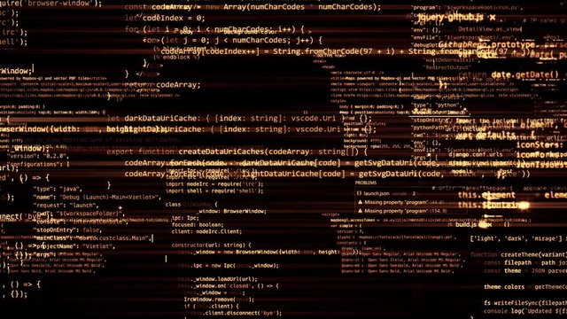 The abstract code moves in the virtual space. looped