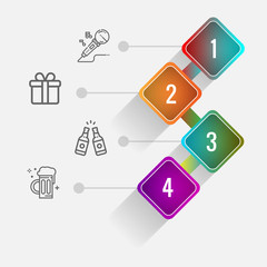 Birthday and party infographic with icon 4 step, for presentatio