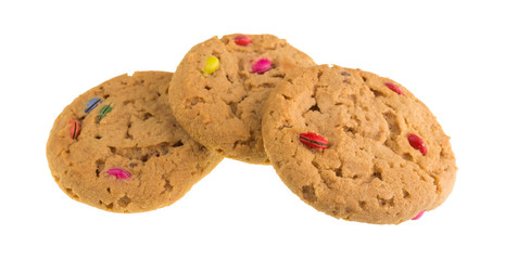 Three candy cookies isolated on a white background.