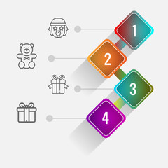 Birthday and party infographic with icon 4 step, for presentatio