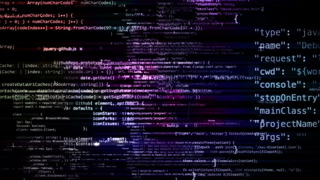 The abstract code moves in the virtual space. looped