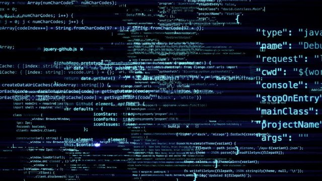 The abstract code moves in the virtual space. looped