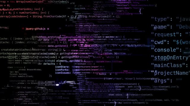 The abstract code moves in the virtual space. looped