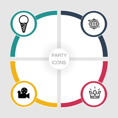 Birthday and party infographic with icon 4 step, for presentatio