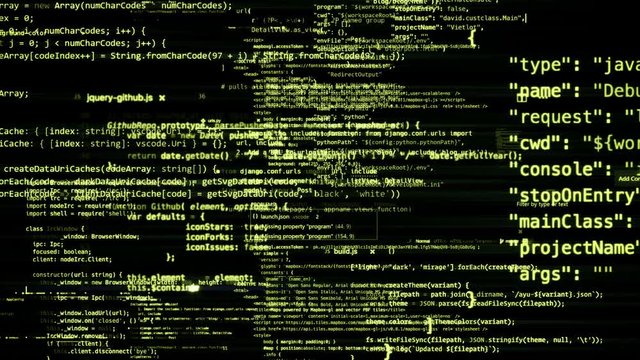 The abstract code moves in the virtual space. looped