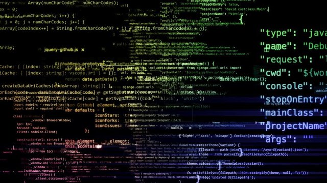 The abstract code moves in the virtual space. looped