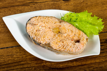 Steamed salmon