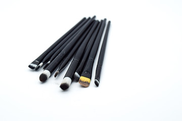 Make up brush isolated on white background, various make-up brushes