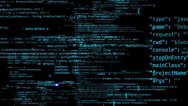 The abstract code moves in the virtual space. looped