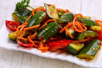 Pickled green cucumbers