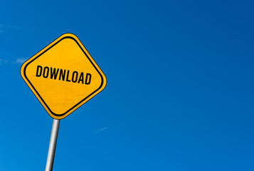 download - yellow sign with blue sky