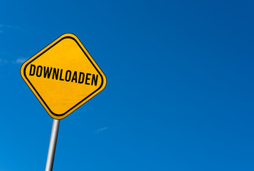 downloaden - yellow sign with blue sky