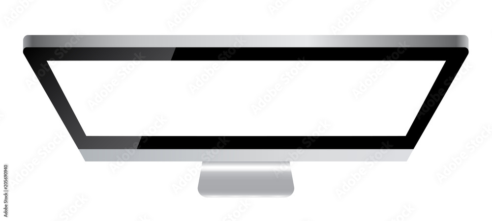 Aufkleber Black computer monitor with white display from above - stock vector