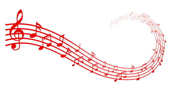 Red music notes background, musical notes – stock vector Stock Vector |  Adobe Stock