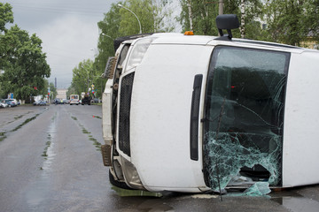 inverted car after an accident