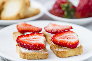 Toast with fresh strawberry