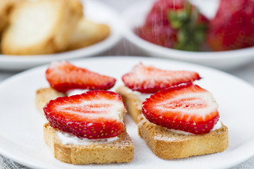 Toast with fresh strawberry