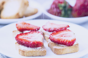 Toast with fresh strawberry
